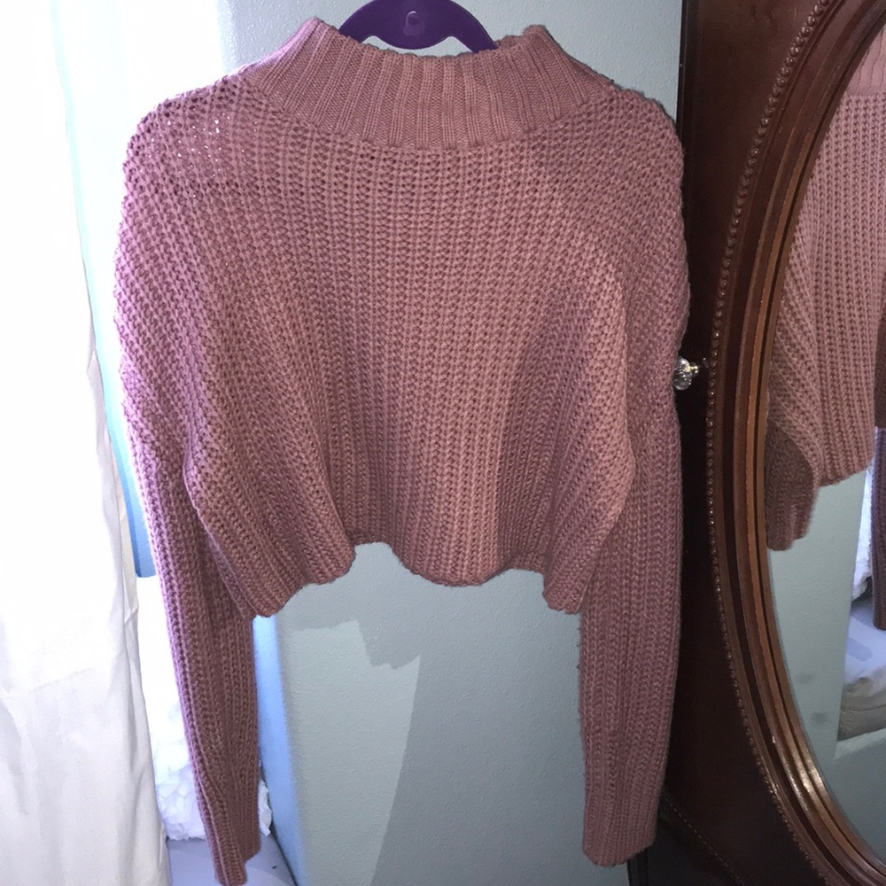 Purple turtleneck sweater